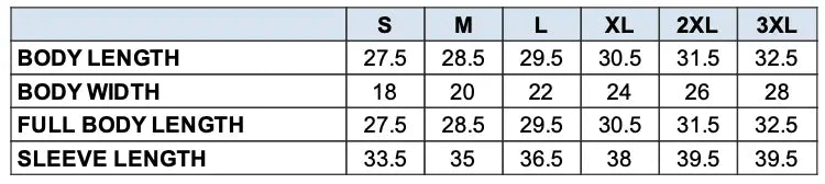 Sizing Chart